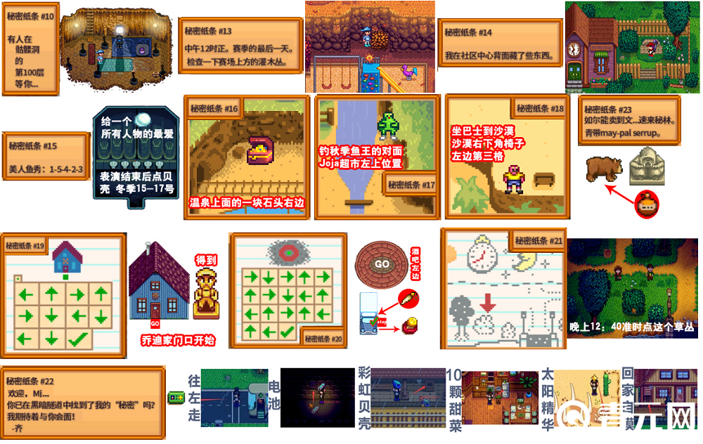 星露谷物语秘密纸条位置攻略图