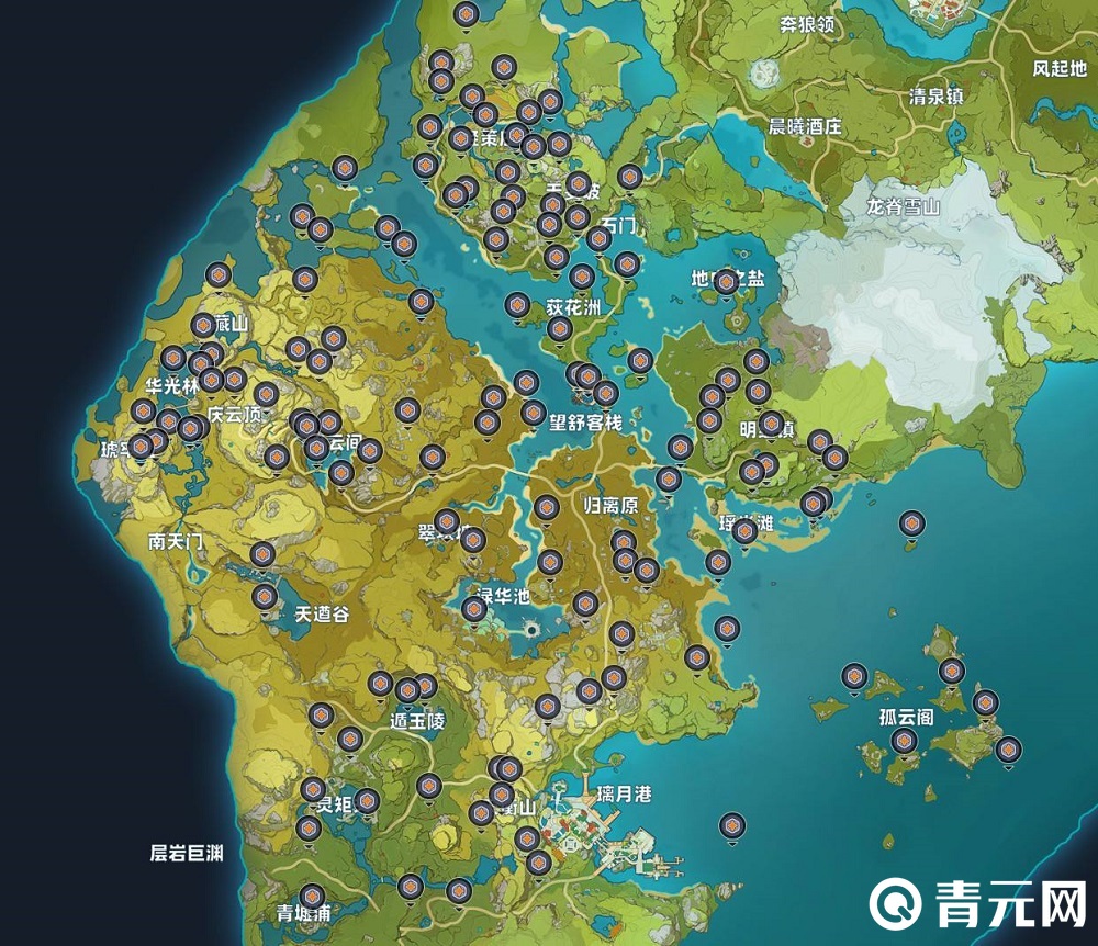 原神岩神瞳分布位置点标记