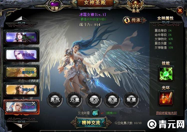 女神联盟女神神殿人物属性
