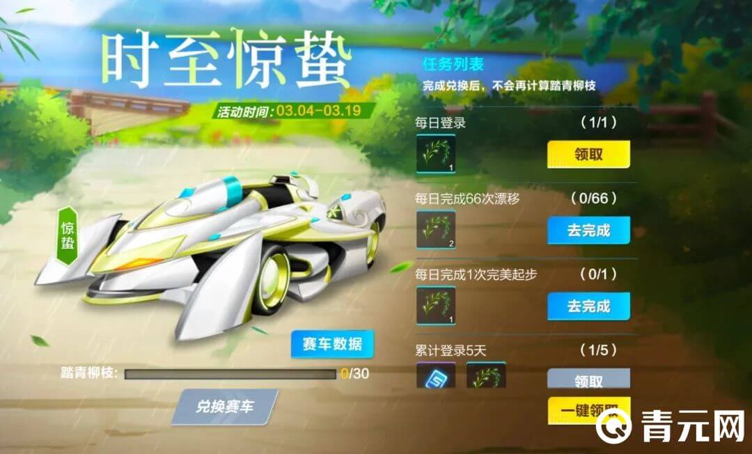 QQ飞车太踏青活动免费领B车
