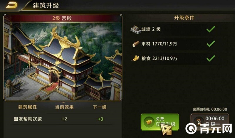 乱世王者建筑需要升级