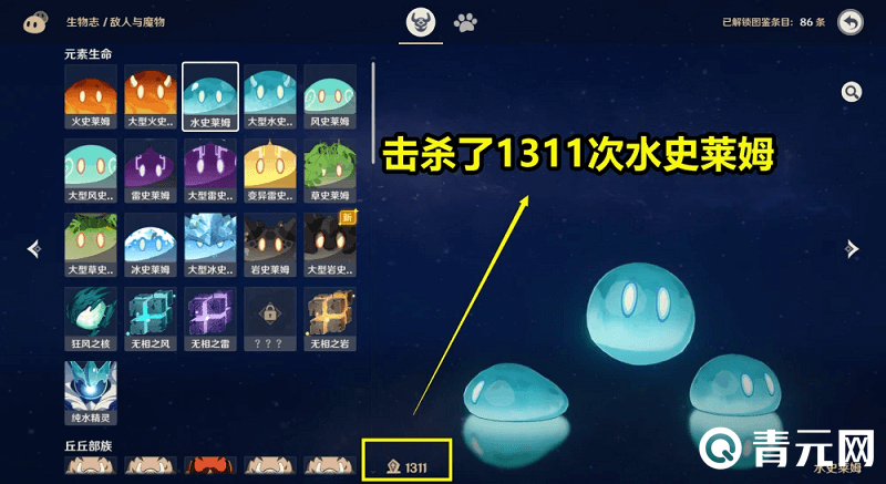 水史莱姆被击杀了1311次