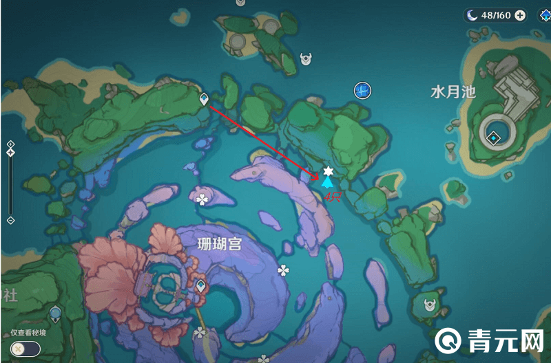 无相之水下方的飘浮灵位置