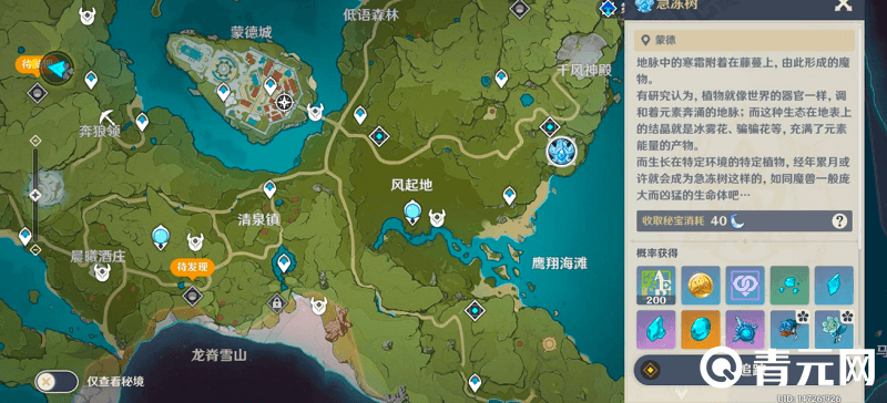 急冻树分布在鹰翔海摊的正上方