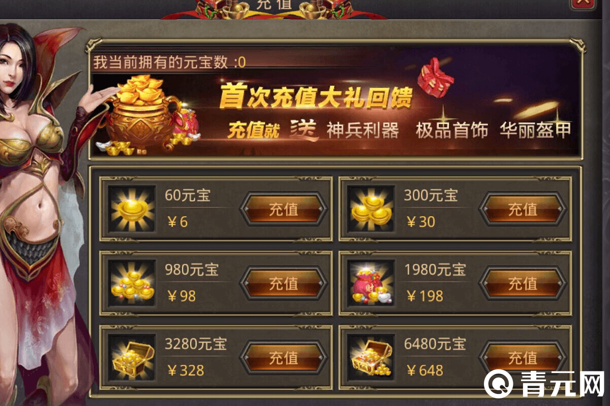 热血传奇手机版元宝充值界面