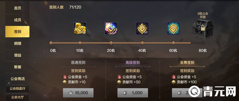登录游戏签到获得公会硬币